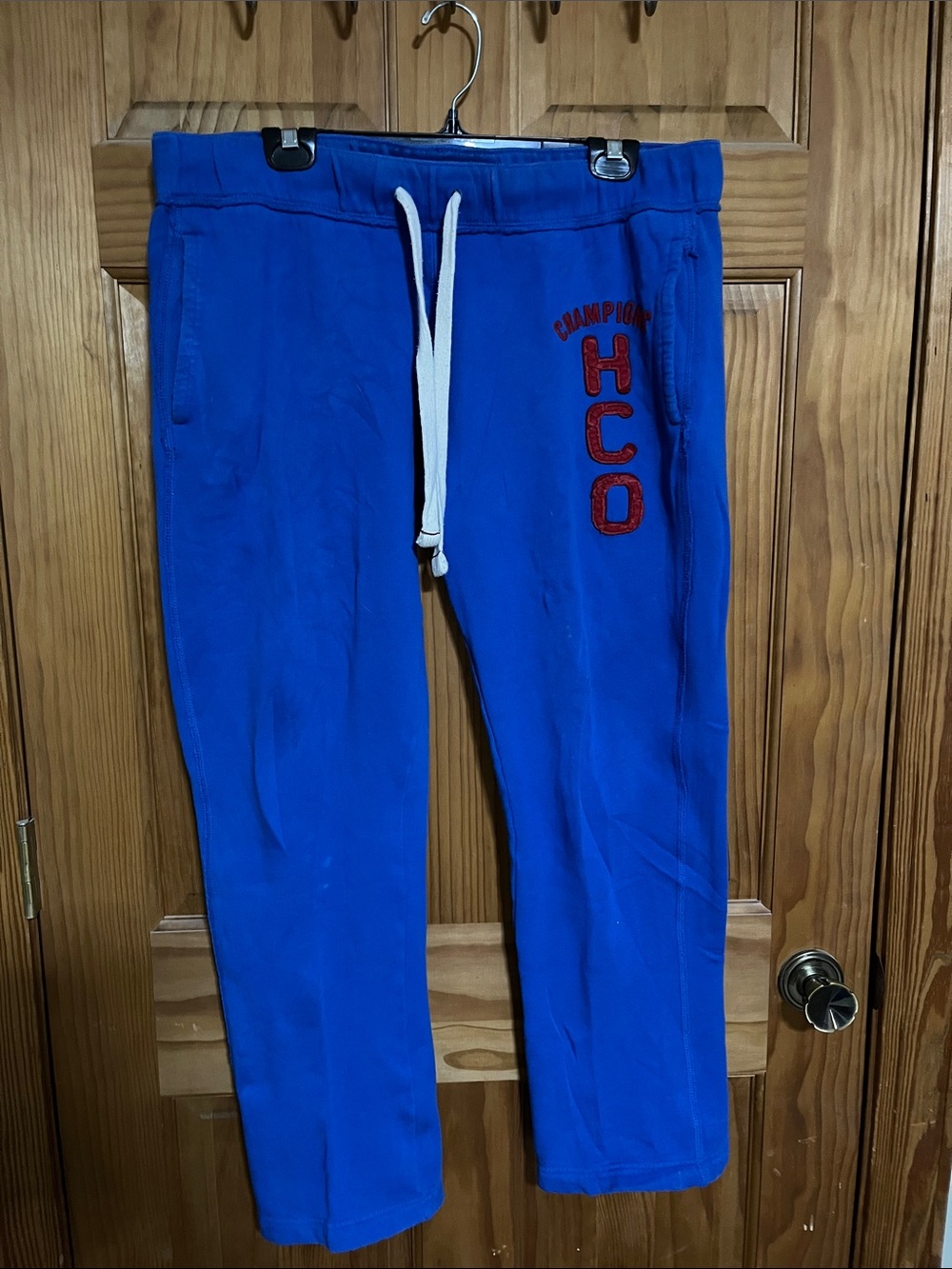 Hollister Blue Joggers with Red Lettering